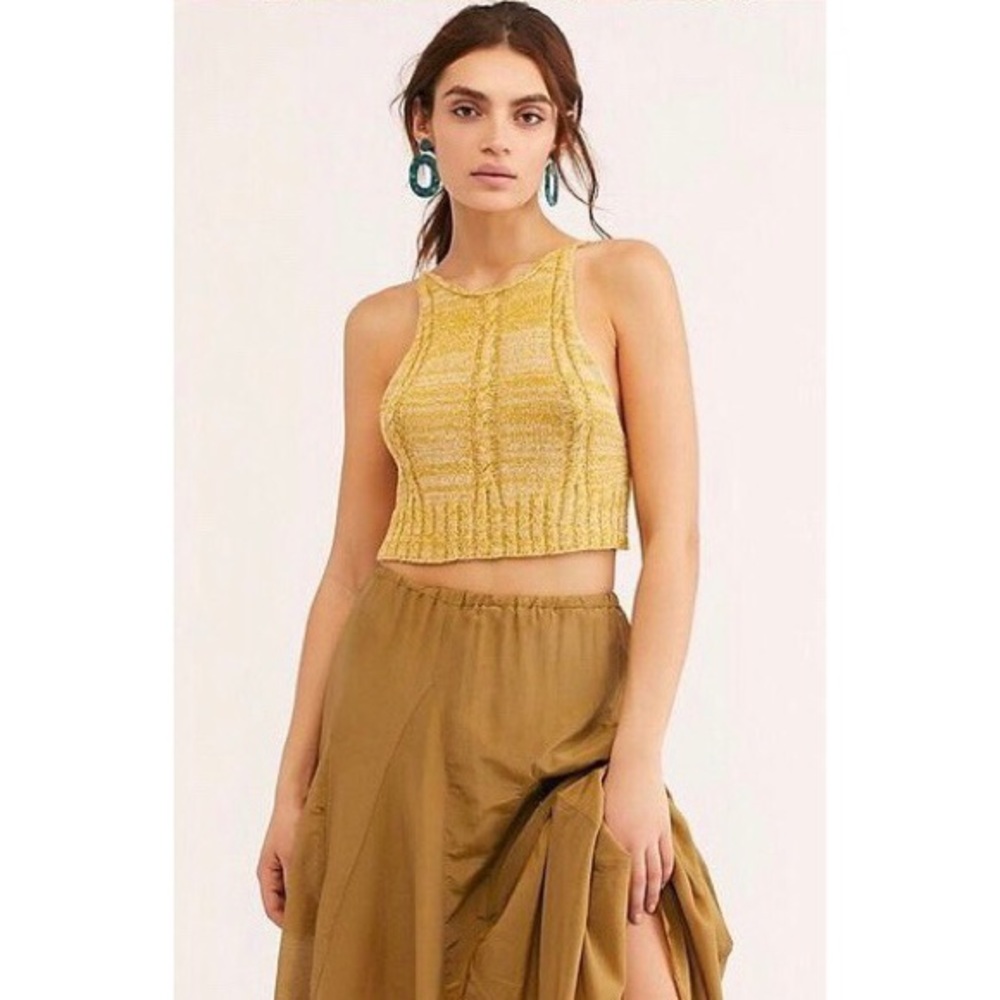Free People Bombshell Knit Honey Crop Tank Top